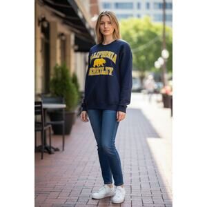 California Berkeley Bear Logo Crewneck Sweatshirt Navy Campus Colors Adult